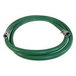 1-1/2" Green PVC Suction Hose Assembly, Male Camlock x Female Camlock, 70 PSI, 20' Length