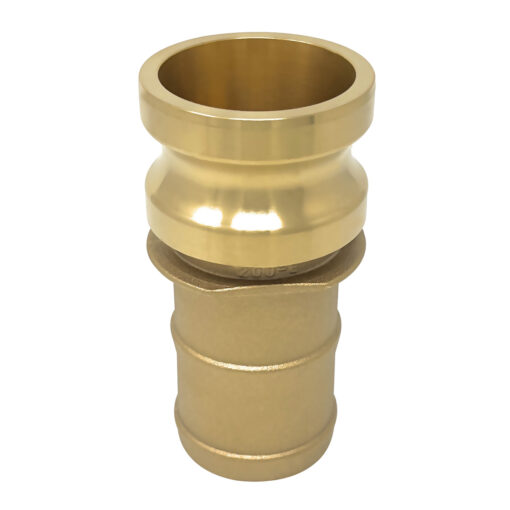 Brass 2" Type E Cam and Groove Fitting, Male Camlock to Hose Shank (CAM-20-E-BR)