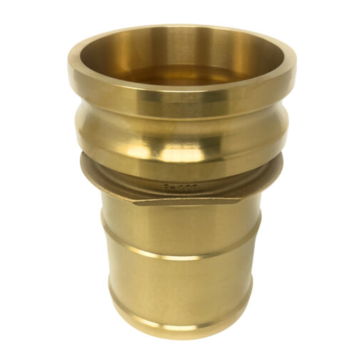 Brass 4" Type E Cam and Groove Fitting, Male Camlock to Hose Shank (CAM-40-E-BR)