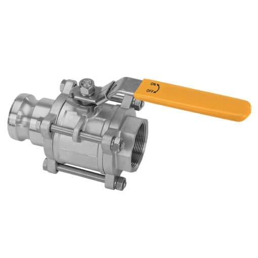 316 Stainless Steel Ball Valves 3 Piece Full Bore with Cam Adapter