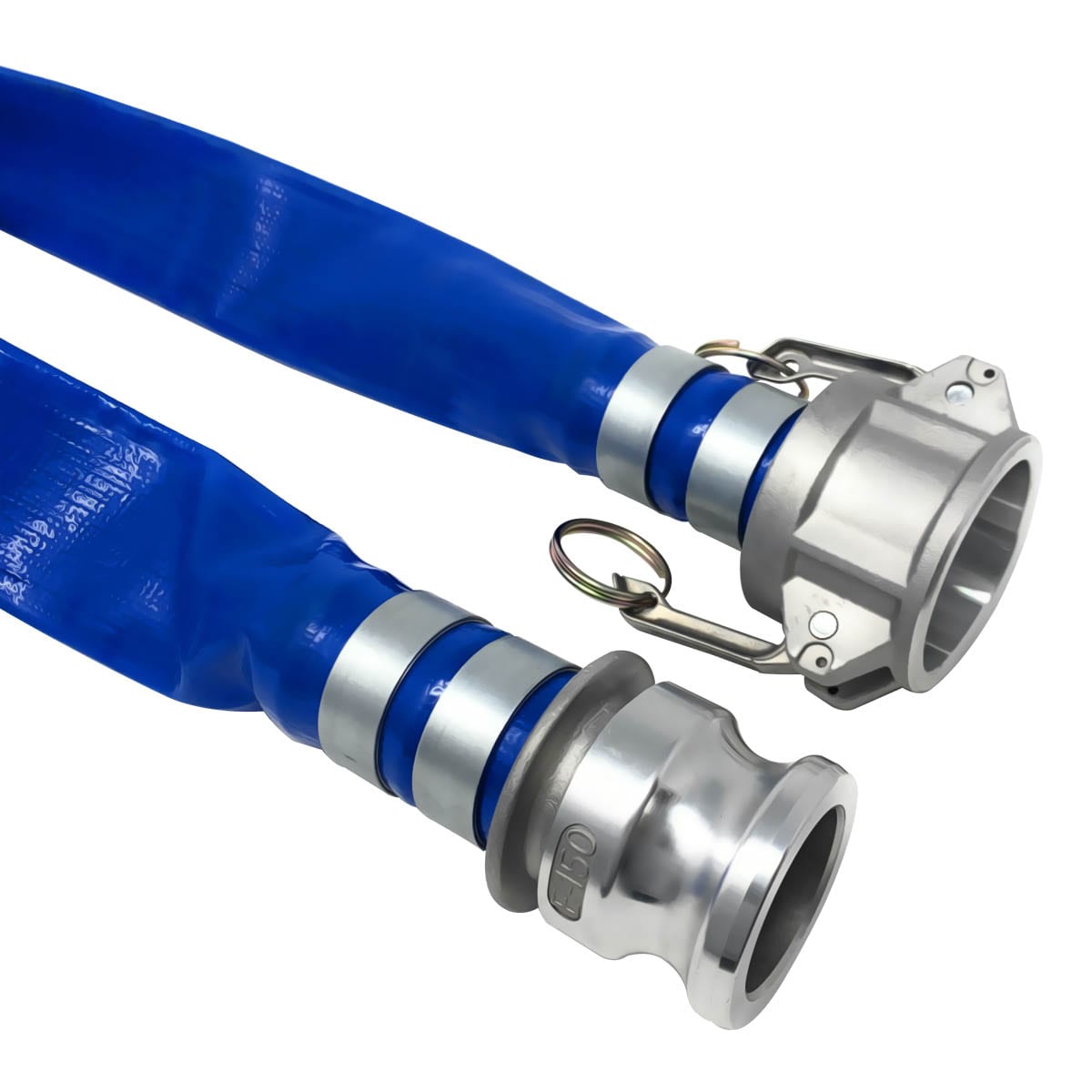 Blue 1-1/2 ID 50 Length Abbott Rubber PVC Discharge Hose Assembly 70 psi Max Pressure 1-1/2 Male X Female Cam And Groove 