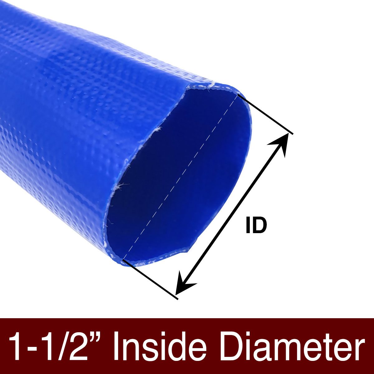 1-1/2” x 50 Ft Blue Water Discharge Hose w/Camlock Fittings 
