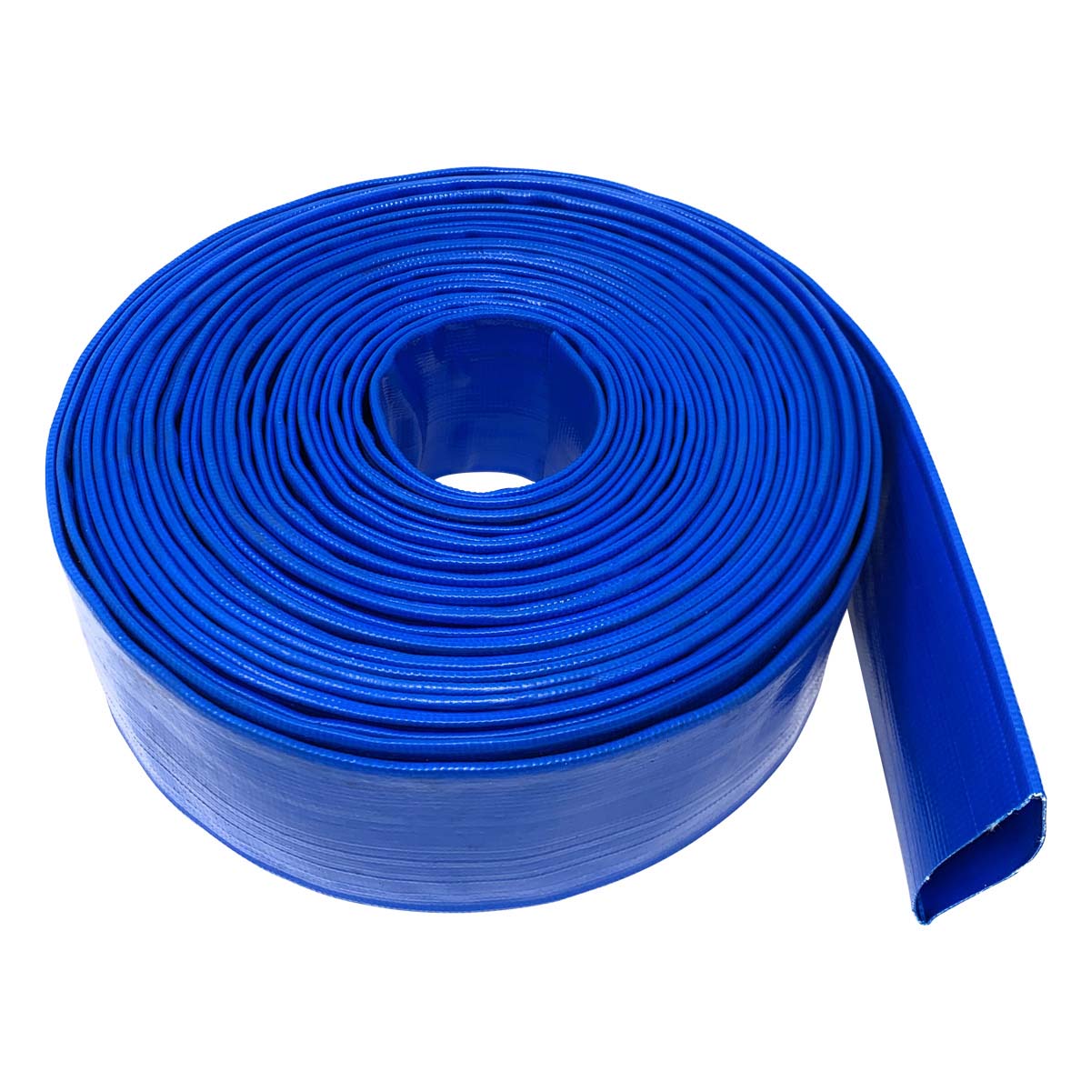 BLUE PVC LAY FLAT DISCHARGE HOSE 4" ID X 300' 
