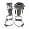 Aluminum 1-1/2" Cam and Groove Fitting Kit with Male Camlock Adapter, Female Camlock Coupler, Four Clamps