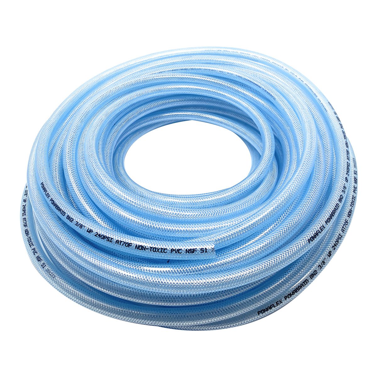 Gloxco Clear Braided PVC Tube, Food Grade Hose, 3/8 ID, 100 Ft Length