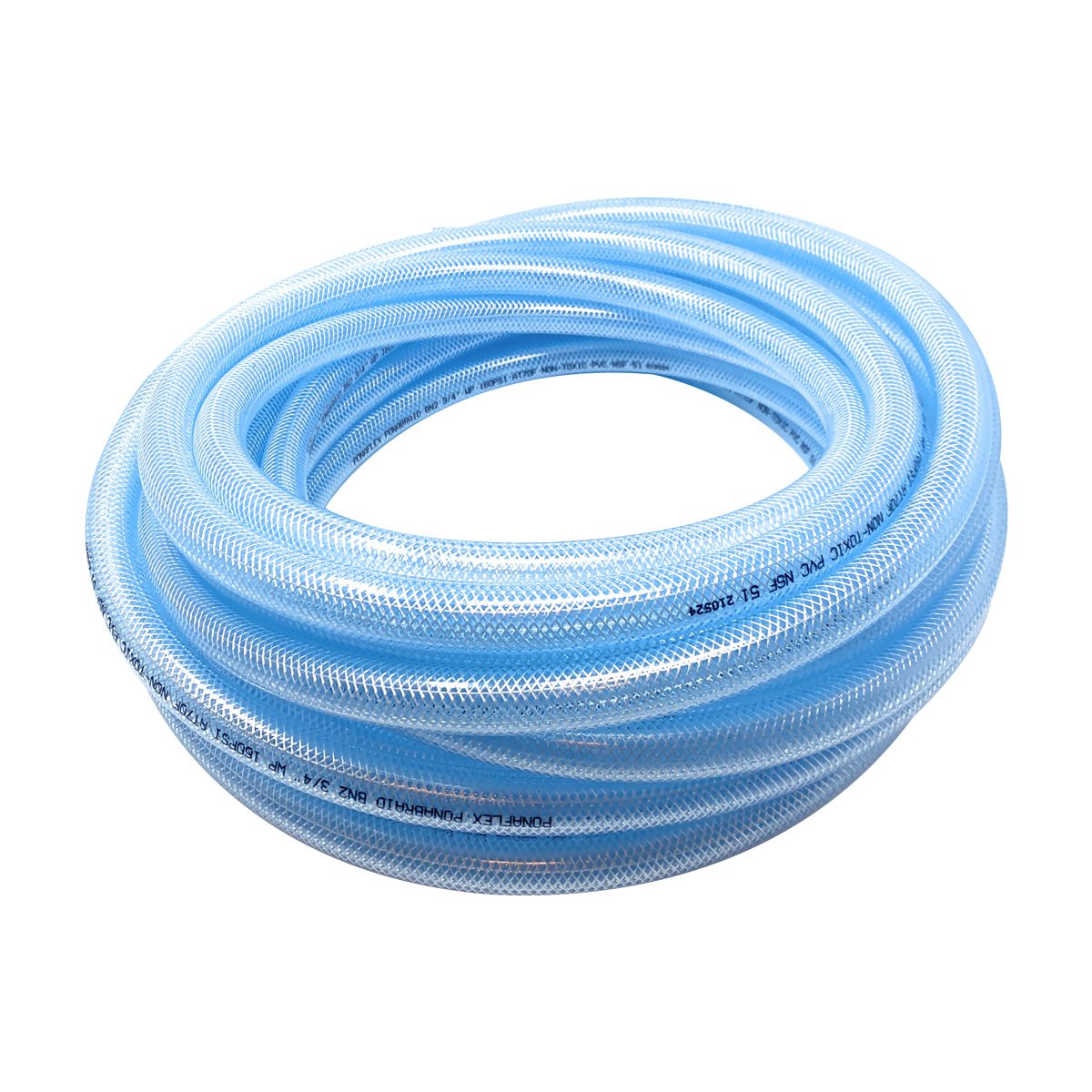 Gloxco Clear Braided PVC Tube, Food Grade Hose, 3/4 ID, 50 Ft Length