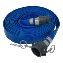 Gloxco 1" x 25' Blue Lay Flat PVC Discharge Hose Assembly with Poly Cam and Groove C and E Fittings