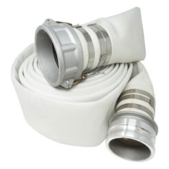 Gloxco 4" ID, Single Jacket Mill Hose Assembly (Aluminum Cam and Groove C and E Fittings) White 50'