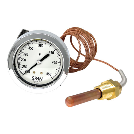 National Vacuum Blower Exhaust Thermometer, 200 to 450 deg F, 6' Copper Lead, 3/8" UNC (NVE-408-200-006)