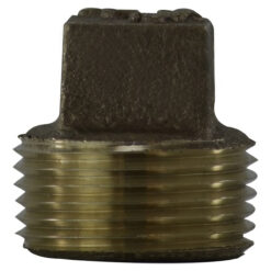 2" Pipe Fitting Solid Square Head Plug, 2" Male NPT x Solid Square Head Plug, 125# Lead Free Bronze