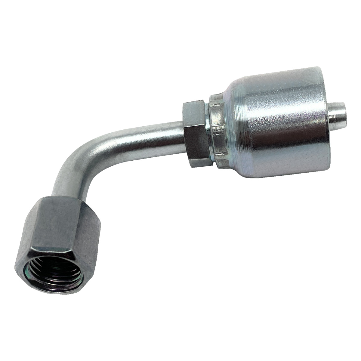 Hydraulic Crimp Fittings, Female JIC, 90 Degree, Medium Drop, 1/4" - Image 2