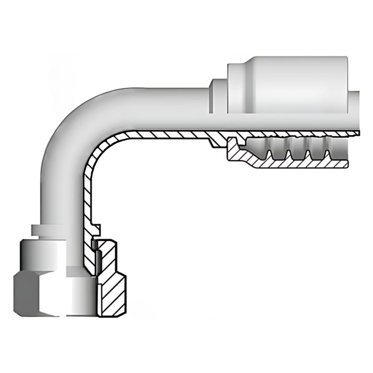 Hydraulic Crimp Fittings, Female JIC, 90 Degree, Medium Drop, 1/4" - Image 5